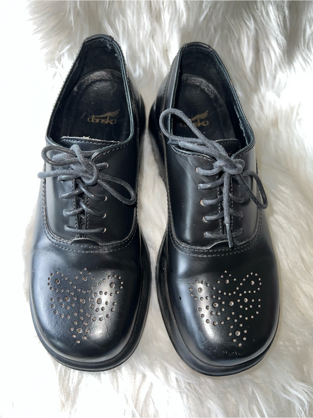 Dansko Black Women's Lace-Up Brogue Boots